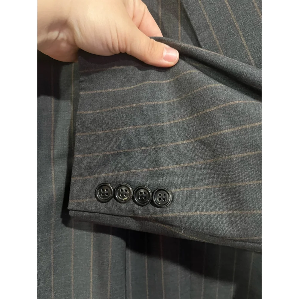 High Performance Ermenegildo Zegna Grey Wool Striped 2 Button Suit Coat Blazer